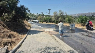 Bodrum’da su isale hattı patladı

