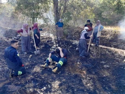 Bozkır’da kuru otlarla kaplı arazideki yangın büyümeden söndürüldü
