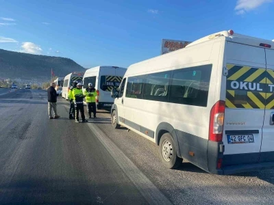 Bozkır’da okul servislerine yönelik denetim gerçekleştirildi
