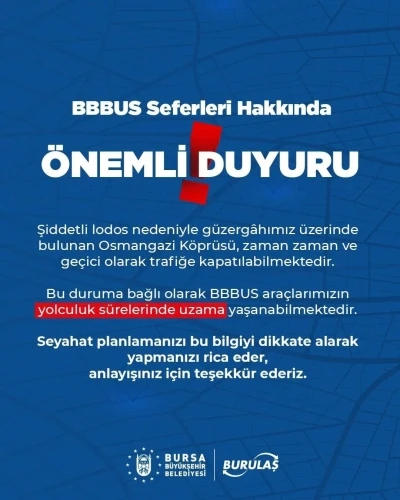 Burulaş&rsquo;tan havalimanı seferleri hakkında son dakika duyurusu
