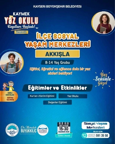 B&uuml;y&uuml;kşehir KAYMEK&rsquo;in il&ccedil;e sosyal yaşam merkezleri yaz okulu kayıtları başladı
