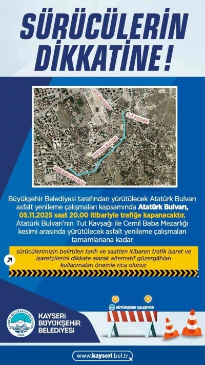 Büyükşehirden sürücülere ‘alternatif yol’ uyarısı
