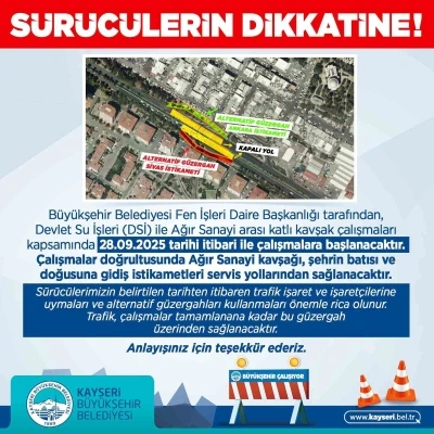 Büyükşehirden sürücülere ’alternatif yol’ uyarısı
