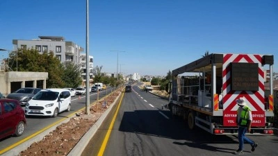 Çevre yolunda yol çizgi ve tabela düzenlemesi