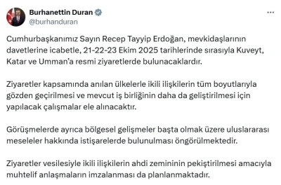 Cumhurbaşkanı Erdoğan, Kuveyt, Katar ve Umman’ı ziyaret edecek
