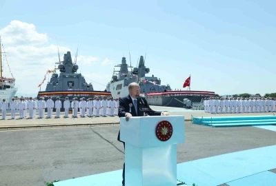 Cumhurbaşkanı Erdoğan: "Askeri gemi inşa sanayimiz, 103 yıllık cumhuriyet tarihimizin en yoğun ve en verimli g&uuml;nlerini yaşıyor"
