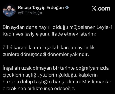 Cumhurbaşkanı Erdoğan: "Barış iklimini M&uuml;sl&uuml;manlar olarak hep birlikte inşa edeceğiz"
