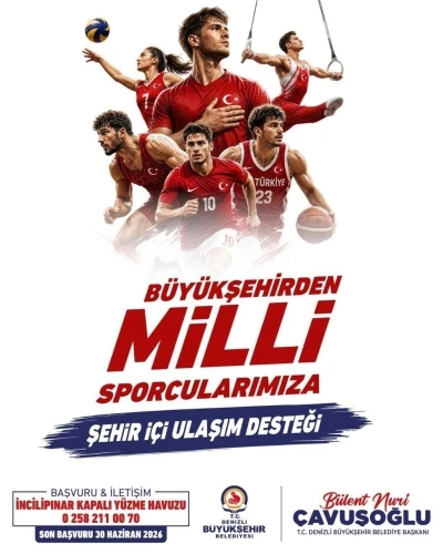 Denizli B&uuml;y&uuml;kşehirden milli sporculara &uuml;cretsiz ulaşım desteği
