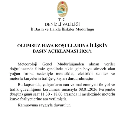 Denizli&rsquo;de fırtına nedeniyle motorla trafiğe &ccedil;ıkışlar durduruldu
