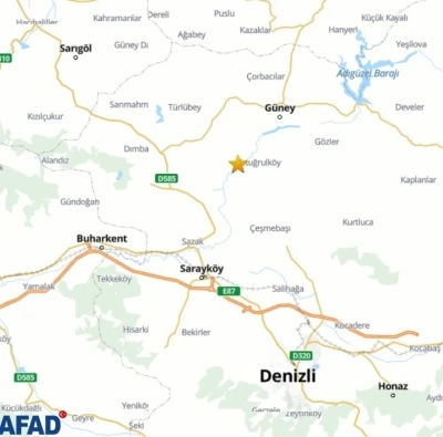 Denizli G&uuml;ney&rsquo;de 4.0 b&uuml;y&uuml;kl&uuml;ğ&uuml;nde deprem
