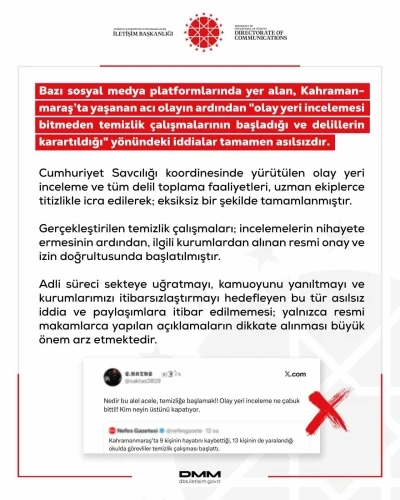 Dezenformasyonla M&uuml;cadele Merkezi&rsquo;nden lisedeki saldırıda &lsquo;delillerin karartıldığı&rsquo; iddiasına yalanlama
