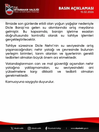 Dicle Barajı&rsquo;ndan kontroll&uuml; su tahliyesi yapılacak
