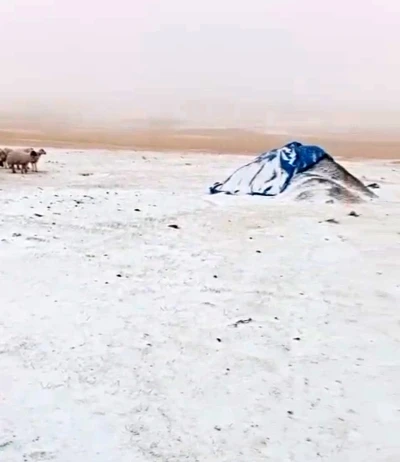 Diyadin’de Eylül’de yağan kar köyü beyaza bürüdü
