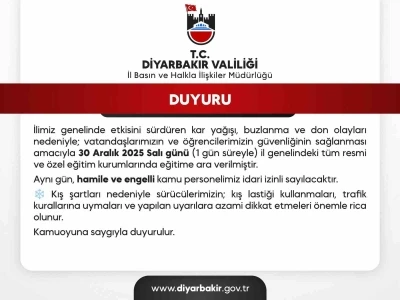 Diyarbakır&rsquo;da okullar yarın da tatil edildi
