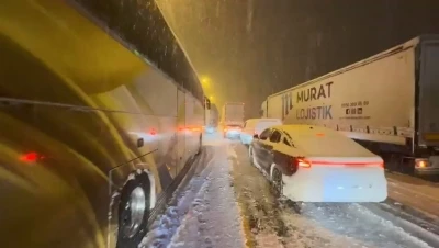 Elazığ&rsquo;da kar yağışından dolayı ara&ccedil;lar yolda kaldı
