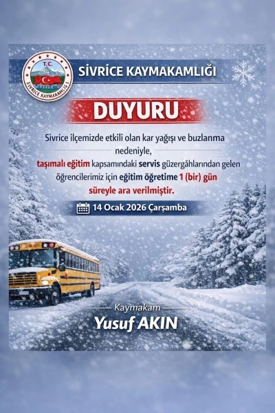 Elazığ&rsquo;ın iki il&ccedil;esinde taşımalı eğitime ara verildi
