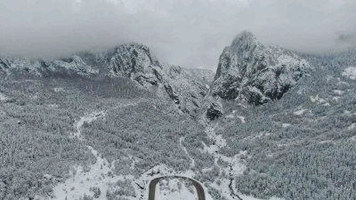 Ersizlerdere Tabiat Parkı&rsquo;nda kar g&uuml;zelliği
