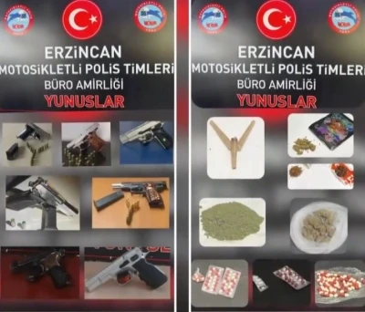 Erzincan’da 4 adet ruhsatsız, 3 adet kurusıkı tabanca ele geçirildi
