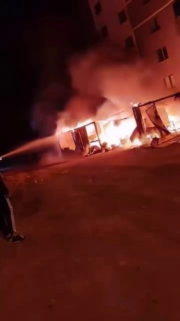 Erzurum’da şantiye alanında korkutan yangın
