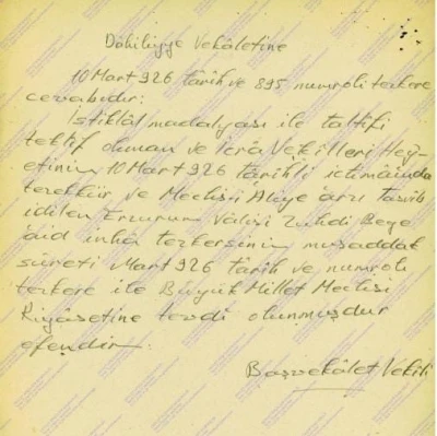 Erzurum Valisine İstiklal Madalyası
