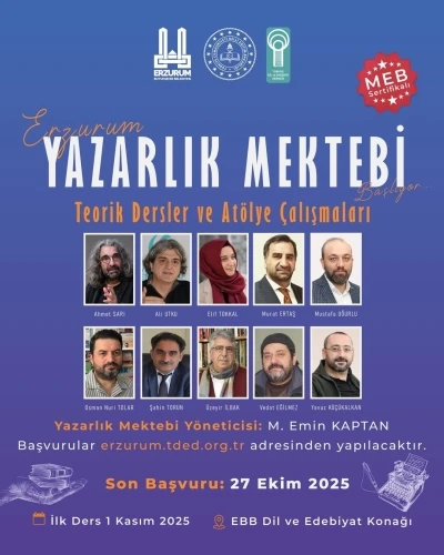 Erzurum Yazarlık Mektebine başvurular başlıyor

