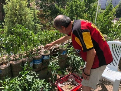 Eskişehirli esnaf iş yerinin balkonunu bahçeye çevirdi
