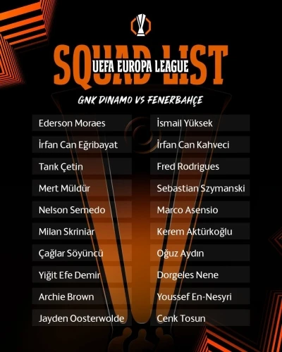 Fenerbahçe’nin Dinamo Zagreb maçı kamp kadrosu belli oldu
