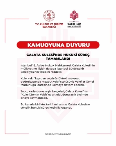 Galata Kulesi davasında mahkemeden İBB&rsquo;ye ret kararı
