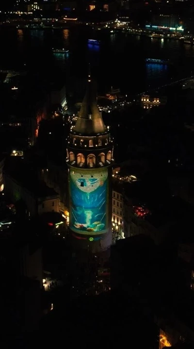Galata Kulesi’ne çevre temalı görseller yansıtıldı
