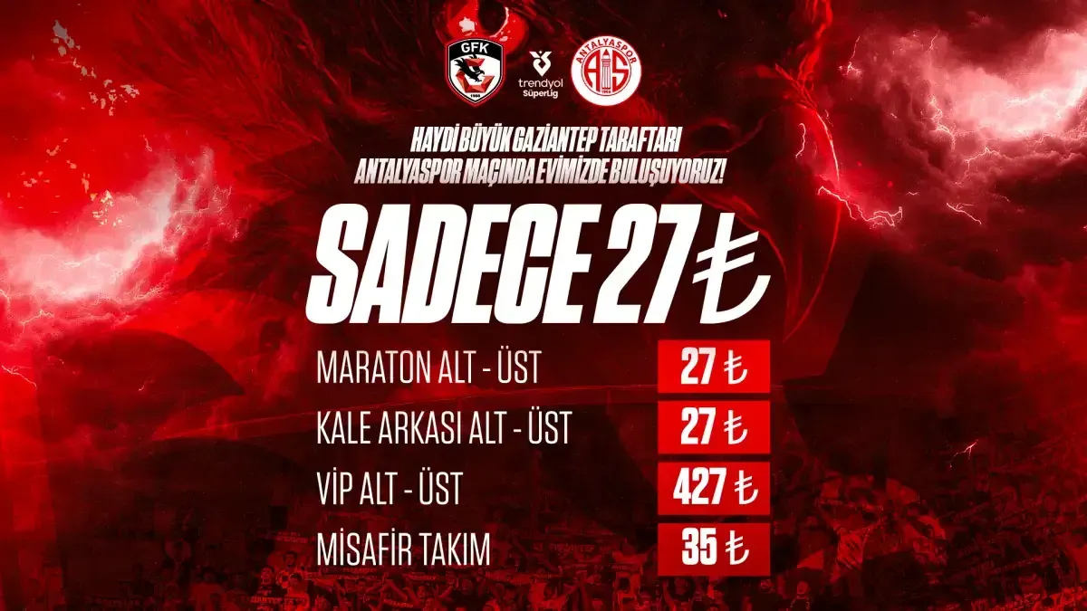 Gaziantep FK - Antalyaspor maçı biletleri satışa çıktı