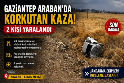 Gaziantep&rsquo;in Araban İl&ccedil;esinde Korkutan Kaza: 2 Yaralı