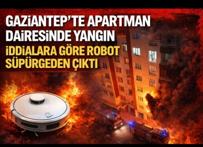 Gaziantep&rsquo;te Apartman Dairesinde Yangın: İddialara G&ouml;re Robot S&uuml;p&uuml;rgeden &Ccedil;ıktı