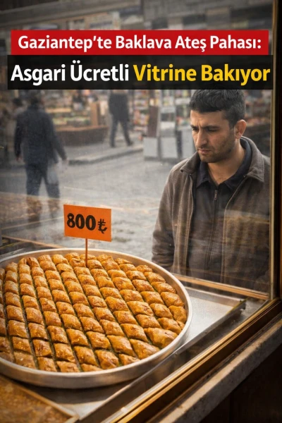 Gaziantep&rsquo;te Baklava Ateş Pahası: Asgari &Uuml;cretli Vitrine Bakıyor