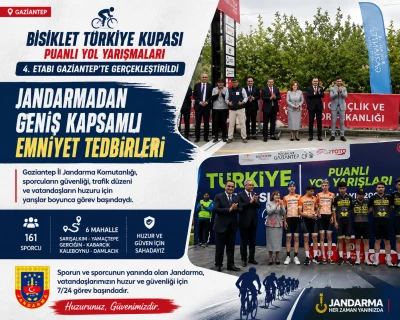Gaziantep&rsquo;te Bisiklet Yarışlarına Jandarmadan Yoğun G&uuml;venlik &Ouml;nlemi