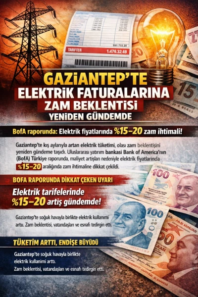 Gaziantep&rsquo;te elektrik faturalarına zam beklentisi yeniden g&uuml;ndemde