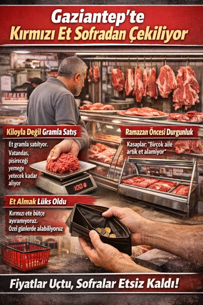 Gaziantep&rsquo;te kırmızı et sofradan &ccedil;ekiliyor