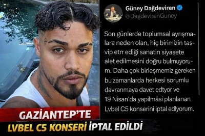 Gaziantep&rsquo;te Lvbel C5 Konseri İptal Edildi