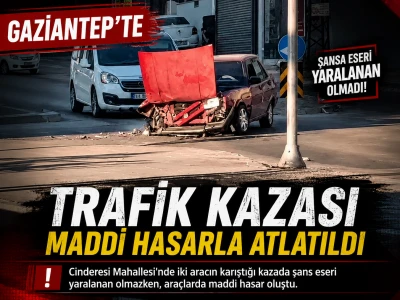 Gaziantep&rsquo;te Maddi Hasarlı Trafik Kazası