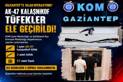 Gaziantep&rsquo;te Silah Operasyonu: AK-47 Kalaşnikof ve T&uuml;fekler Ele Ge&ccedil;irildi