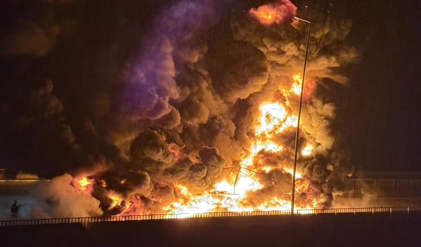 Gaziantep'te TAG Otoyolu'nda TIR alev aldı!