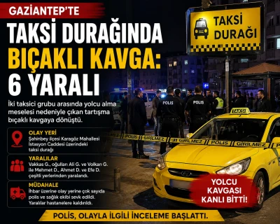Gaziantep&rsquo;te Taksi Durağında Bı&ccedil;aklı Kavga: 6 Yaralı