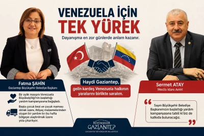 Gaziantep&rsquo;te Venezuela İ&ccedil;in Dayanışma B&uuml;y&uuml;yor: Fatma Şahin&rsquo;in &Ccedil;ağrısına Sermet Atay&rsquo;dan Destek
