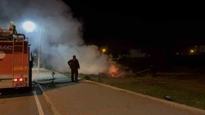 Gazipaşa&rsquo;da &ccedil;alılık yangını itfaiye ekiplerince s&ouml;nd&uuml;r&uuml;ld&uuml;
