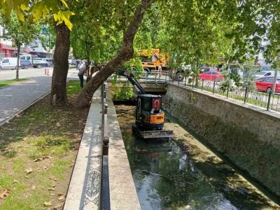 Gemlik &Ccedil;arşı Deresi&rsquo;nde temizlik &ccedil;alışmaları başladı
