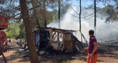 Gönen’de çamlık alanda yangın paniği: Arı kovanları zarar gördü
