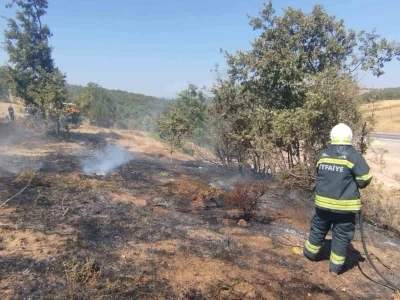 Gördes’te arazi yangını büyümeden söndürüldü
