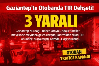 Otobanda korkutan kaza: TIR arkadan &ccedil;arptı, 3 yaralı