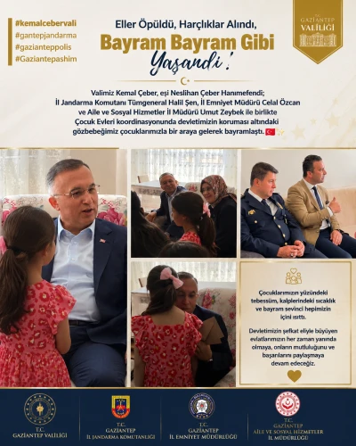 Gaziantep&rsquo;te Bayramlaşma Programında &Ccedil;ocukların Mutluluğu Y&uuml;rekleri Isıttı