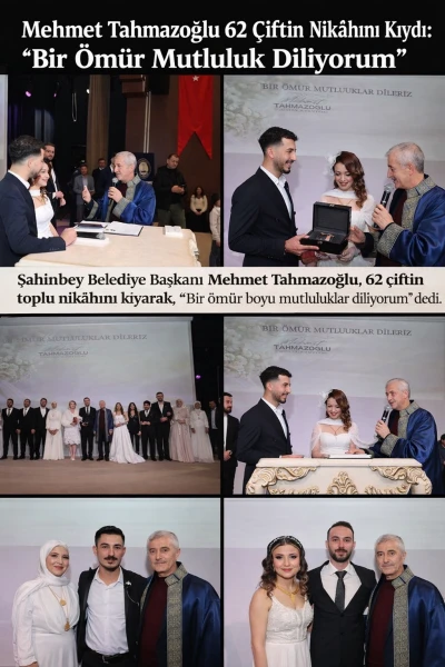 Mehmet Tahmazoğlu 62 &Ccedil;iftin Nik&acirc;hını Kıydı: &ldquo;Bir &Ouml;m&uuml;r Mutluluk Diliyorum&rdquo;