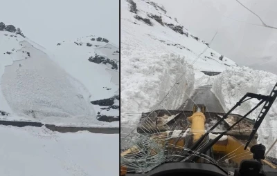 Hakkari&rsquo;de d&uuml;şen &ccedil;ığ g&ouml;r&uuml;nt&uuml;lendi
